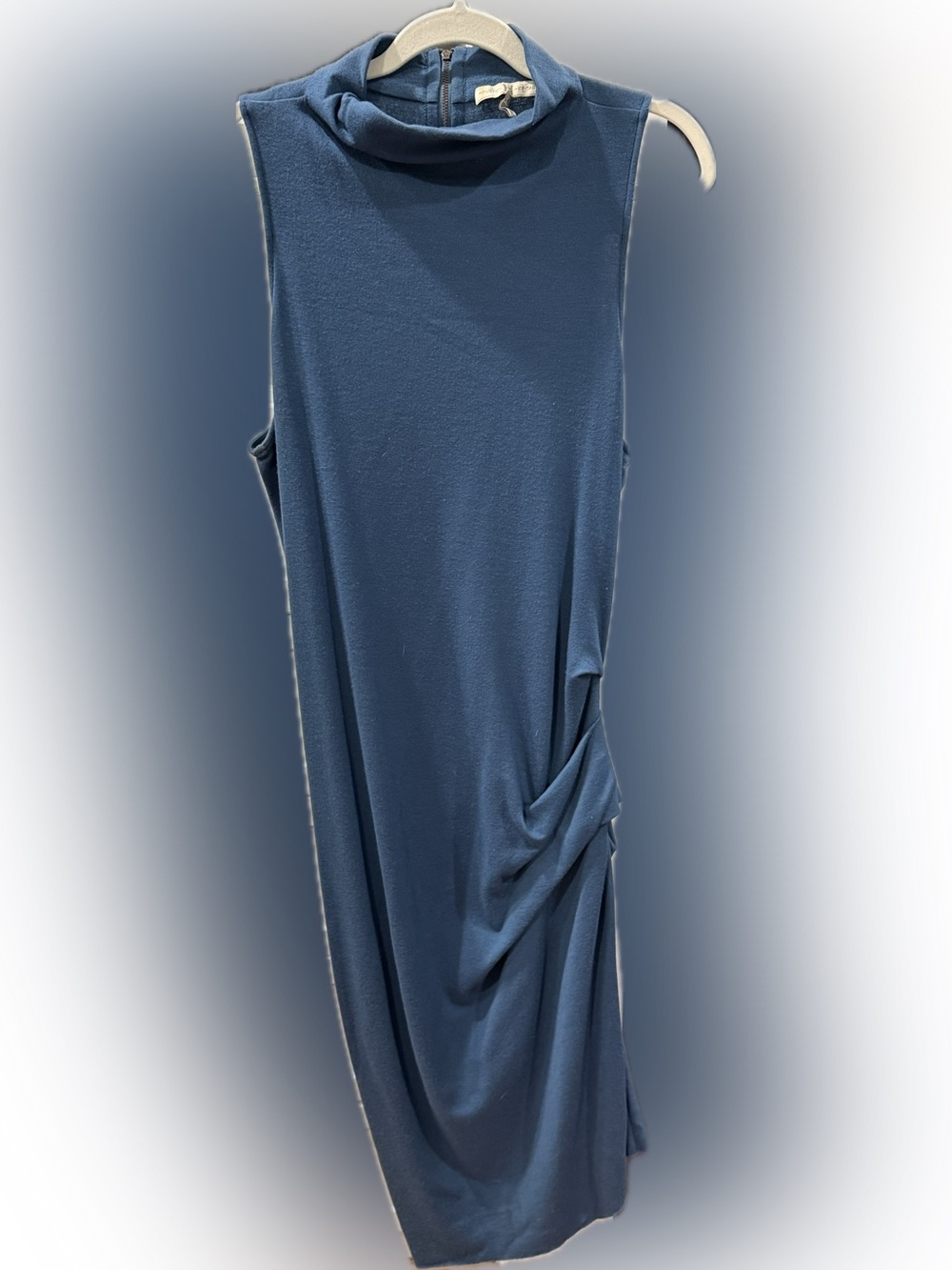 Halston Heritage Navy Sleeveless Draped Side Tank Dress